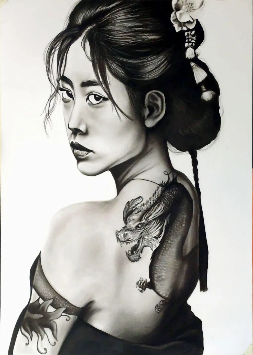 Sovereign — charcoal portrait, a meditation on identity and adornment