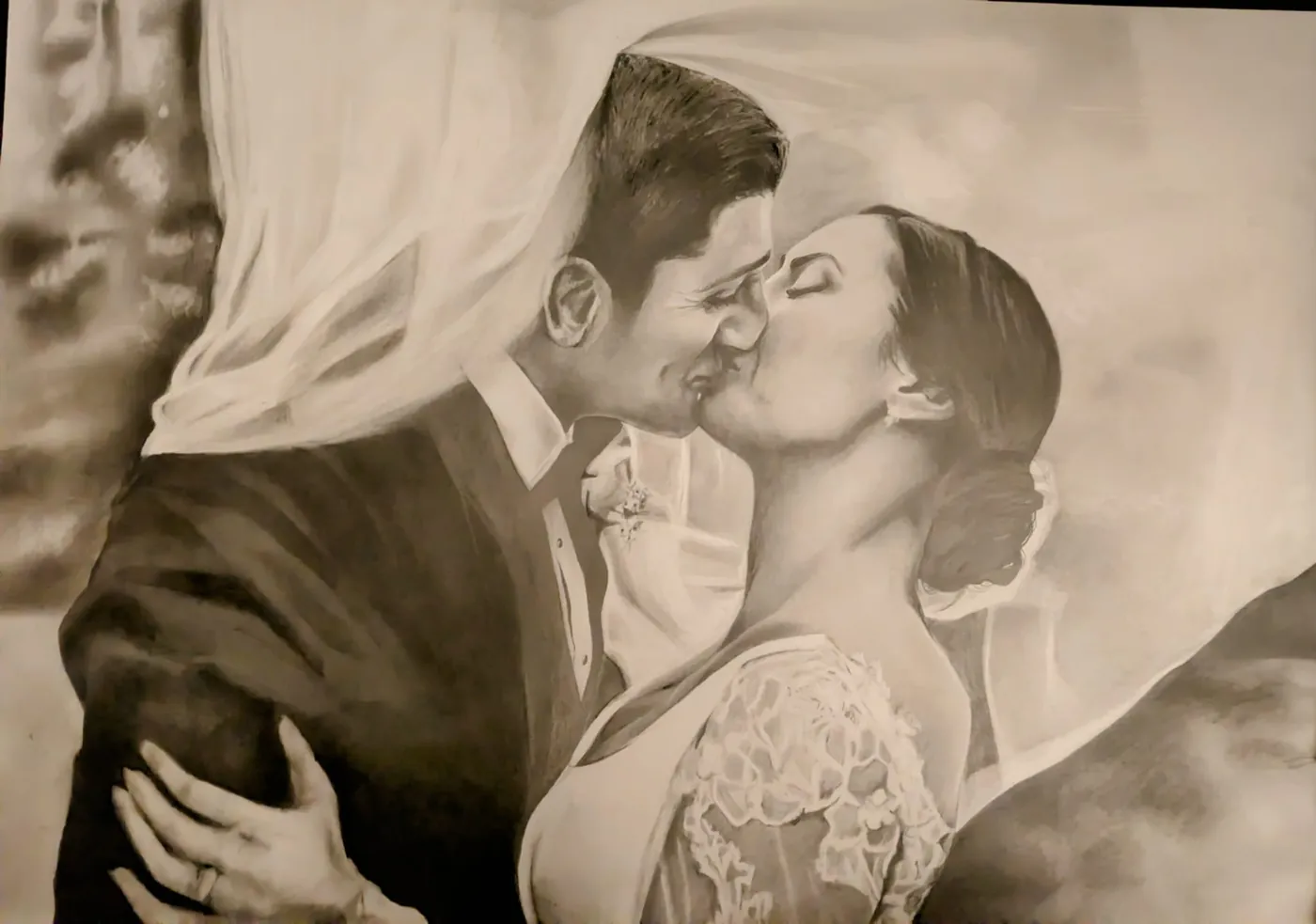 Wedding portrait commission — charcoal on paper